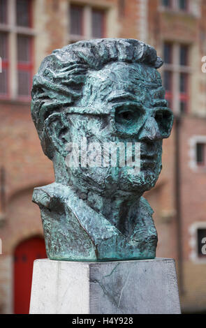 The bust of Frank van Acker (Achiel’s son, the first Socialist Mayor of Bruges), Brugge Stock Photo