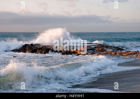 Water and waves on the coast, surf, Riviera, Liguria, Italy, Europa Stock Photo