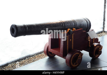 Cannon from the slave ship Fredensborg was shipwrecked 1768 close to Arendal. Protection against pirates. Norwegian Maritime Museum. Oslo. Norway. Stock Photo