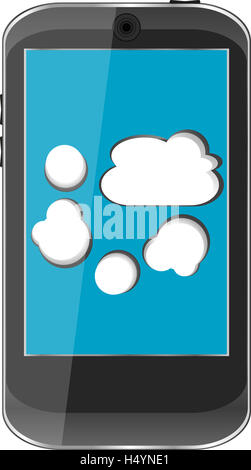 Mobile phone with a cloudy sky on the screen Stock Photo