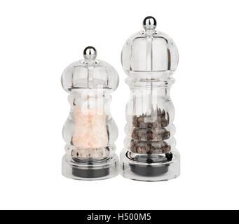 mills for salt and pepper of plastic on a white background Stock Photo
