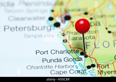 Punda Gorda pinned on a map of Florida, USA Stock Photo