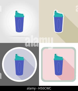 shaker bottle for fitness flat icons vector illustration isolated on background Stock Vector