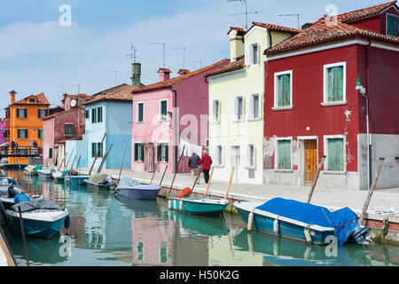 Colourful houses in Burano , Venice, Italy Stock Photo