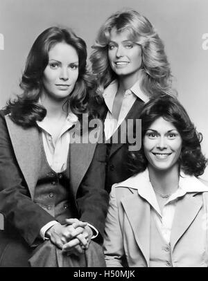 CHARLIE'S ANGELS ABC TV series 1976-1981. First season cast from left Jaclyn Smith, Farrah Fawcett, Kate Jackson
