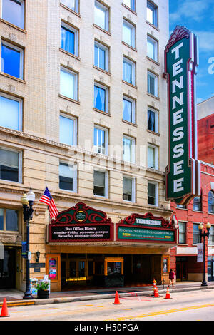 Outside the historic Tennessee Theater on Gay Street in downtown Knoxville, TN Stock Photo