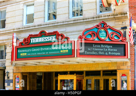 Outside the historic Tennessee Theater on Gay Street in downtown Knoxville, TN Stock Photo