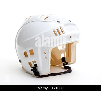 White ice hockey helmet isolated on white background with copy space Stock Photo