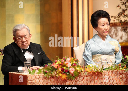 Tokyo, Japan. 18th October, 2016. (L to R) Japan's Prince Hitachi and Princess Hanako attend the award ceremony for the 28th Praemium Imperiale Awards on October 18, 2016, Tokyo, Japan. Scorsese won the annual Praemium Imperiale award in the Theatre/Film category. The Praemium Imperiale is a global arts prize awarded every year since 1989 by the Japanese imperial family on behalf of the Japan Art Association in five disciplines (painting, sculpture, architecture, music and theatre/film. Credit:  Aflo Co. Ltd./Alamy Live News Stock Photo
