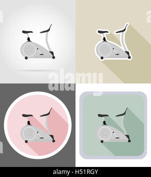 exercise bike flat icons illustration isolated on background Stock Photo