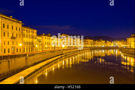 Embankment of Pisa in the evening - Italy Stock Photo