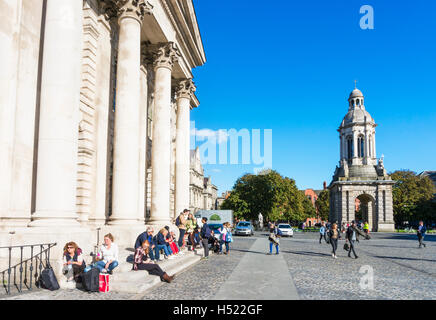 Dublin Trinity College Dublin Parliament Square with Chapel and Campanile Trinity College Dublin Ireland Republic of Ireland Europe EU Stock Photo
