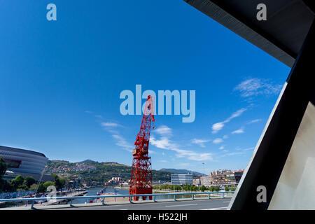 LA CAROLA Crane decorates the old shipyards area of Bilbao Stock Photo