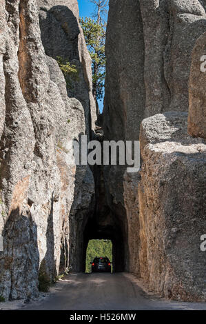 Needles Eye Tunnel, Needles Highway, Custer State Park, South Dakota. Stock Photo