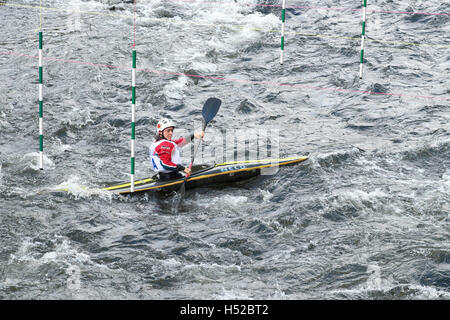 British Canoeing slalom competition on the River Wye at Symonds Yat Herefordshire in October 2016 Stock Photo