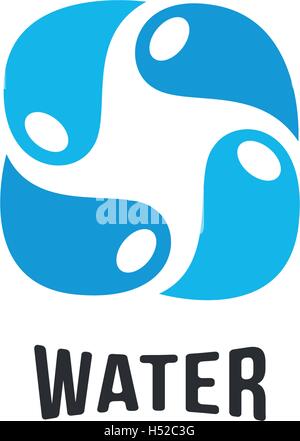 Isolated abstract blue water drops circle logo. Liquid circulation logotype. Fresh drink splash icon. Round shape spining paint sign. Natural process of renewal symbol. Vector drops illustration. Stock Vector