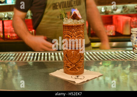 Serving creative cocktails at Revolucion, Bangkok, Thailand Stock Photo
