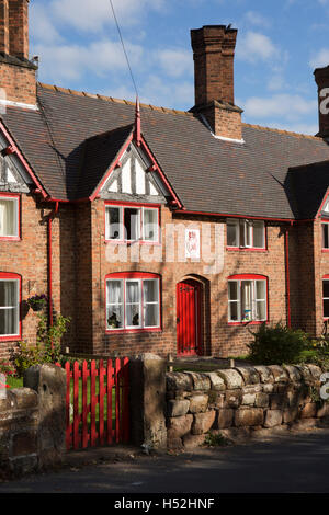 UK, England, Cheshire, Bunbury, Bowe’s Gate Road, 1874 estate houses in sunshine Stock Photo