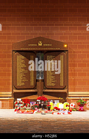 Liverpool UK 17th October 2016. The Hillsborough Memorial at Liverpool Football Club's new main stand Stock Photo