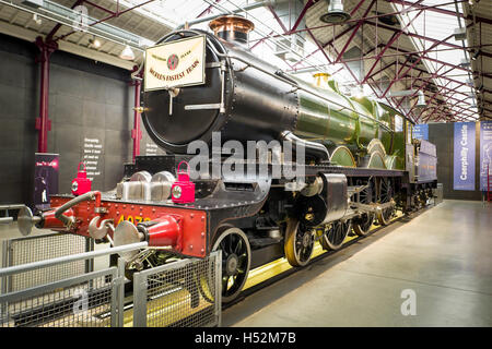 GWR steam locomotive CAERPHILLY CASTLE in STEAM museum in Swindon UK Stock Photo