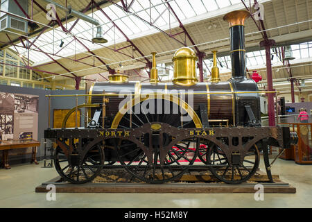 Replica of broad gauge locomotive North Star in GWR Steam museum Swindon UK Stock Photo