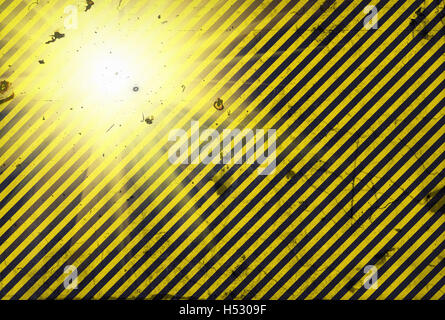 Shining warning black and yellow diagonal lines in grunge style - important announcement Stock Photo