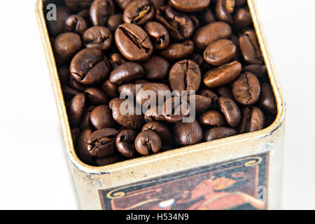 coffee beans in tin Arabic-style close-up. Stock Photo