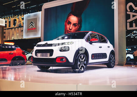 Paris, France - September 29, 2016: 2017 Citroen C3 presented on the Paris Motor Show in the Porte de Versailles Stock Photo