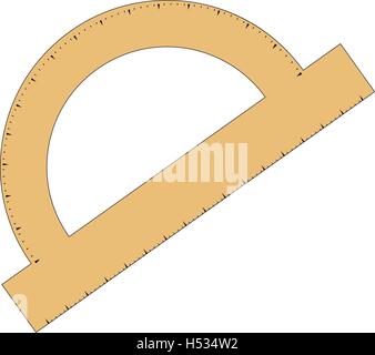 Isolated yellow protractor, School supply vector illustration Stock Vector