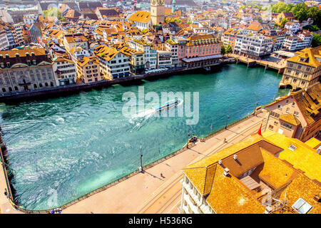 Aerial view on Zurich city in Switzerland Stock Photo