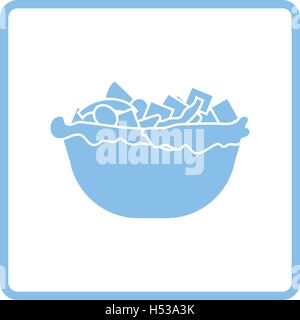 Salad in plate icon. Blue frame design. Vector illustration. Stock Vector