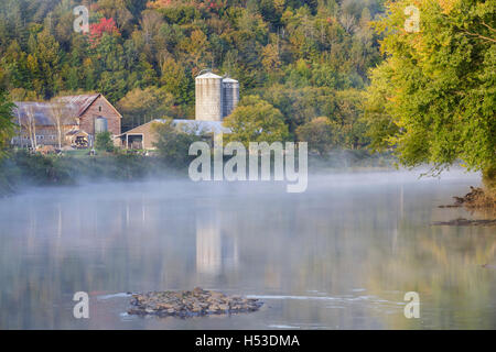 Farm along the Connecticut River in Maidstone, Vermont during the autumn months. Stock Photo