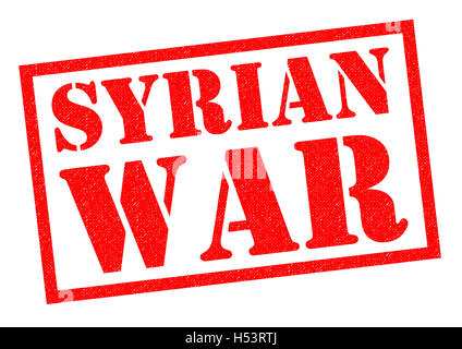 SYRIAN WAR red Rubber Stamp over a white background. Stock Photo