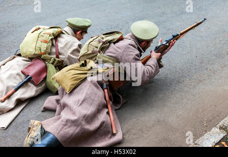 Reenactment the armed actions of the Czechoslovak Legion in the Russian Civil War against Bolshevik authorities in 1918 Stock Photo