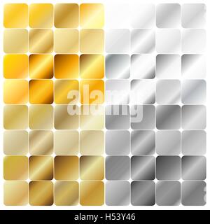 Golden and Silver Gradient Pattern Template Collection Set Vecto Stock Vector