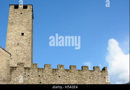 The Torre Bianca (White tower) of the Castelgrande in Bellinzona, Switzerland. A UNESCO World Heritage Site. Stock Photo