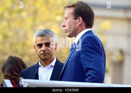 Sadiq Khan, Mayor of London, interviewed by BBC's Ben Brown at the Heroes Return celebration for the GB Olympic and Paralympic.. Stock Photo