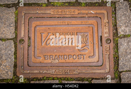 Drain Cover in Stockholm Sweden Stock Photo