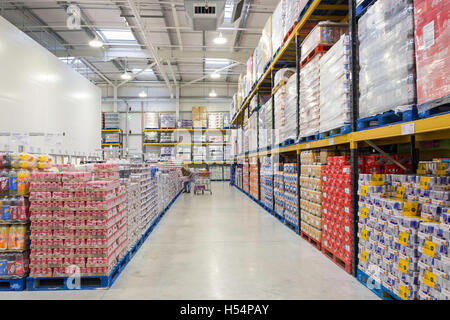 Interior of Costco Wholesale Store, Hanworth Road, Sunbury-on-Thames, Surrey, England, United Kingdom Stock Photo