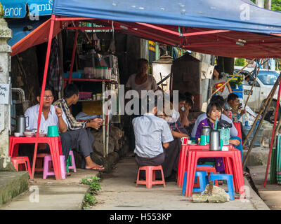 Street restaurant in Yangon, Myanmar. Stock Photo