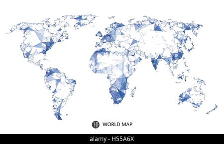 Point, line, surface composition of the world map, the implication of network connection. Stock Vector