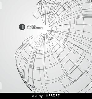Abstract wireframe, science and technology illustration. Stock Vector