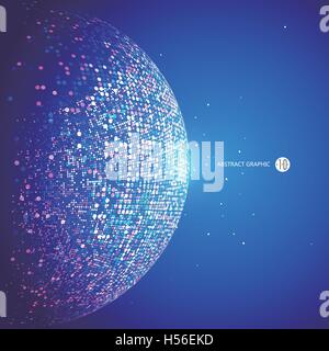 Colorful dots abstract sphere, science and technology vector illustration. Stock Vector