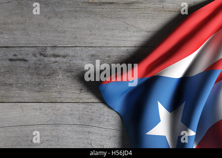 3d rendering of Commonwealth of Puerto Rico flag waving on wooden background Stock Photo