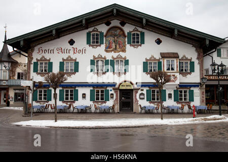 Alte Post Hotel, Oberammergau, Upper Bavaria, Bavaria Stock Photo