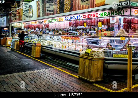 A smallgoods shop in the Adelaide Central Market, Australia Stock Photo