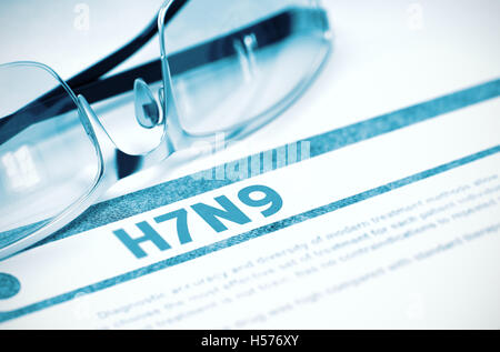H7N9 - Printed Diagnosis. Medicine Concept. 3D Illustration. Stock Photo