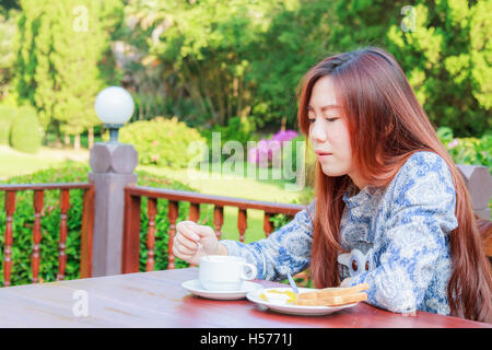 Teenage eating breakfast Stock Photo