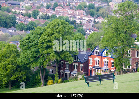 Sheffield, UK 03 May 2014: The Steep hillside of Meersbrook Park offers stunning views over the city of Sheffield, Yorkshire, UK Stock Photo