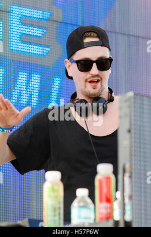 DJ Robin Schulz spinning at the Sirius XM Music Lounge on March 16, 2016 at the 1Hotel South Beach at the Private Beach Club in Miami Beach, Florida. Stock Photo